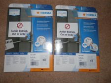 2 étiquettes auto-adhésives amovibles HERMA, 48 étiquettes par feuille A4, 25 feuilles, 210X297