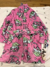 NWT Star Wars The Mandalorian Girls Size 6/6x Pink Fleece Grogu Robe Baby Yoda