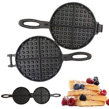 Kitchen Cast Iron Waffle Maker Waffle Frying Pan Baking Machine for Picnic