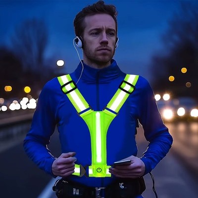 LED Warnweste USB Fahrrad Reflektor Laufweste Leuchtweste Reflektierende Weste