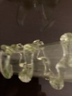 ANTIQUE Victorian Epergne HORN  Green GLASS RUFFLED EDGE 12” WAVY Rigaree — photo 7