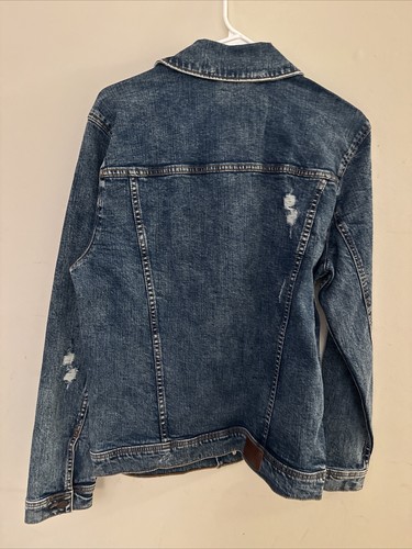 Hollister Distressed Denim Men's Jeans Jacket Size M Dark Wash - Picture 6 of 9