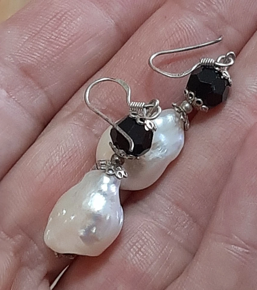 Orecchini ARGENTO 925 donna pirata pendenti perle barocche scaramazze - Immagine 3 di 4