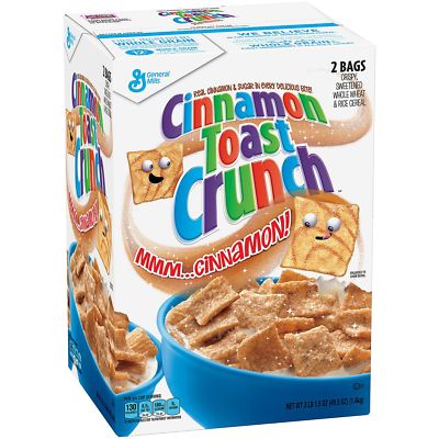 GENERAL MILLS CINNAMON TOAST CRUNCH CEREAL SEALED BAGS FOR FRESHNESS 49.5oz. BOX