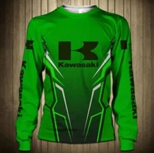 Long sleeve Shirt 3D Motobike Size S-5XL Printed 3D Kawasaki Green New Trend