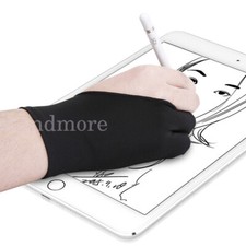 Two Finger Anti-fouling Glove For Artist Drawing/Pen Graphic Tablet Pad BLACK UK