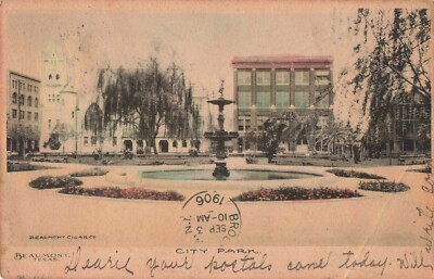 #ad City Park Beaumont Texas TX Fountain Albertype Co. 1906 Postcard $7.48