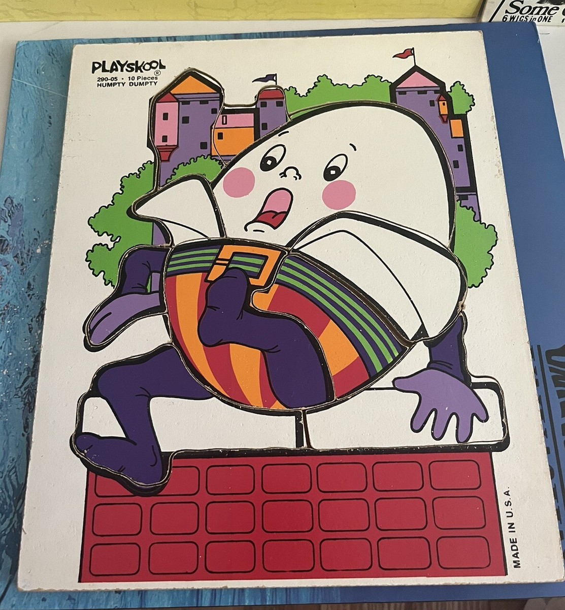 1960s Vintage Humpty Dumpty Sat On A Wall Wooden Puzzle Complete