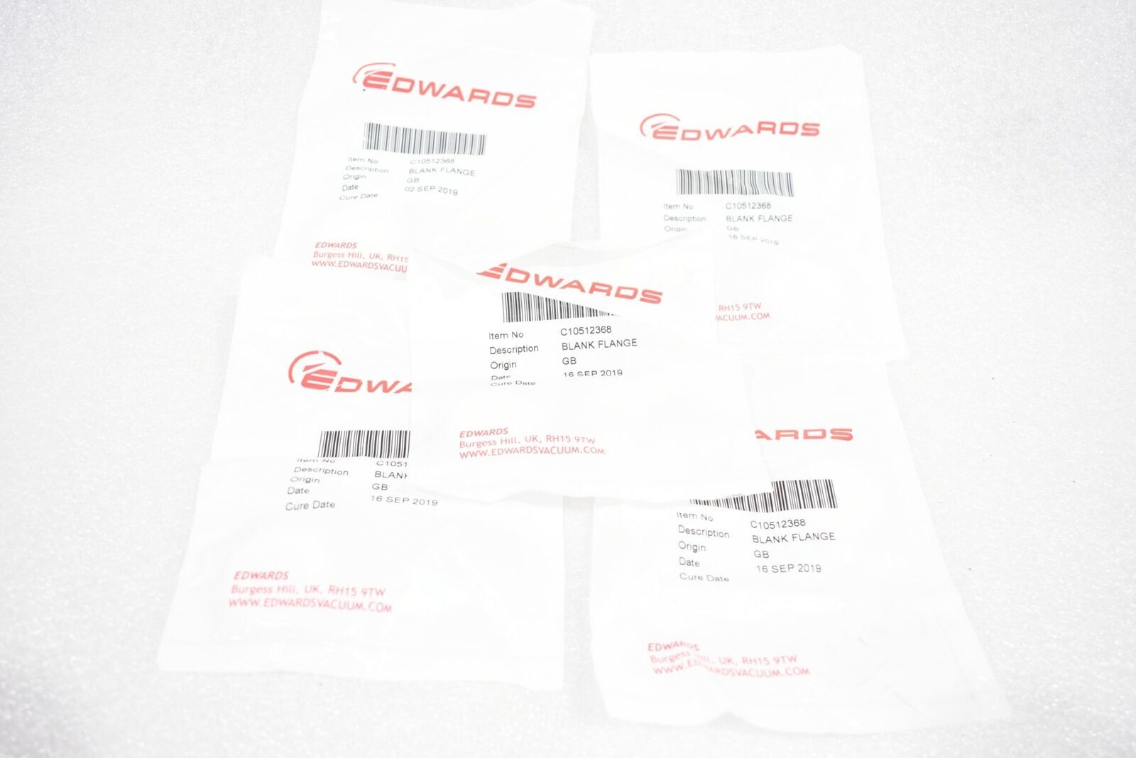 EDWARDS VACUUM C10512368 BLANK FLANGE, ALUMINIUM, (LOT OF 5)