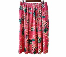 Vintage Alfred Dunner NWT Watermelon Floral Geometric Pleated Bora Bora Skirt 14