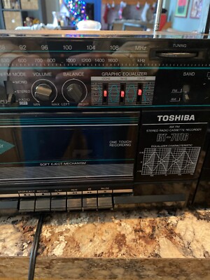 RARE Toshiba RT-7016 Black Boombox stereo Cassette Tape AM FM