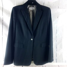 Calvin Klein Womens Size 8 Black Striped 1 Button Suit Blazer