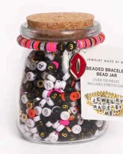 Jewelry Made By Me DIY Bead Kit Jar "13"  Metallic Number and Letter Lips Charmr