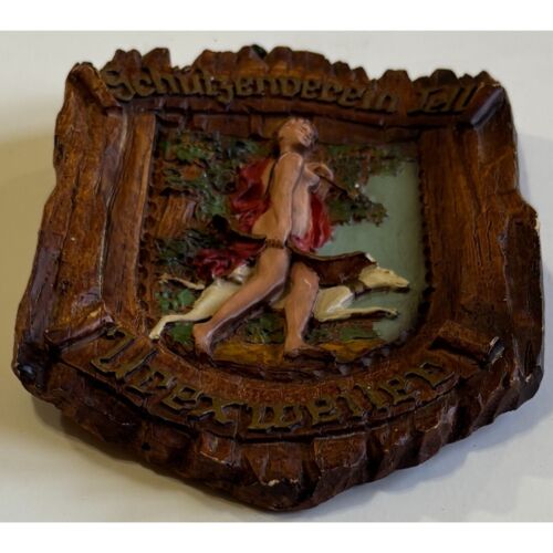 Vintage Schuetzenverein Tell Urexweiler Wood Plaque Nude Marksmen Shooting Club - Picture 2 of 6