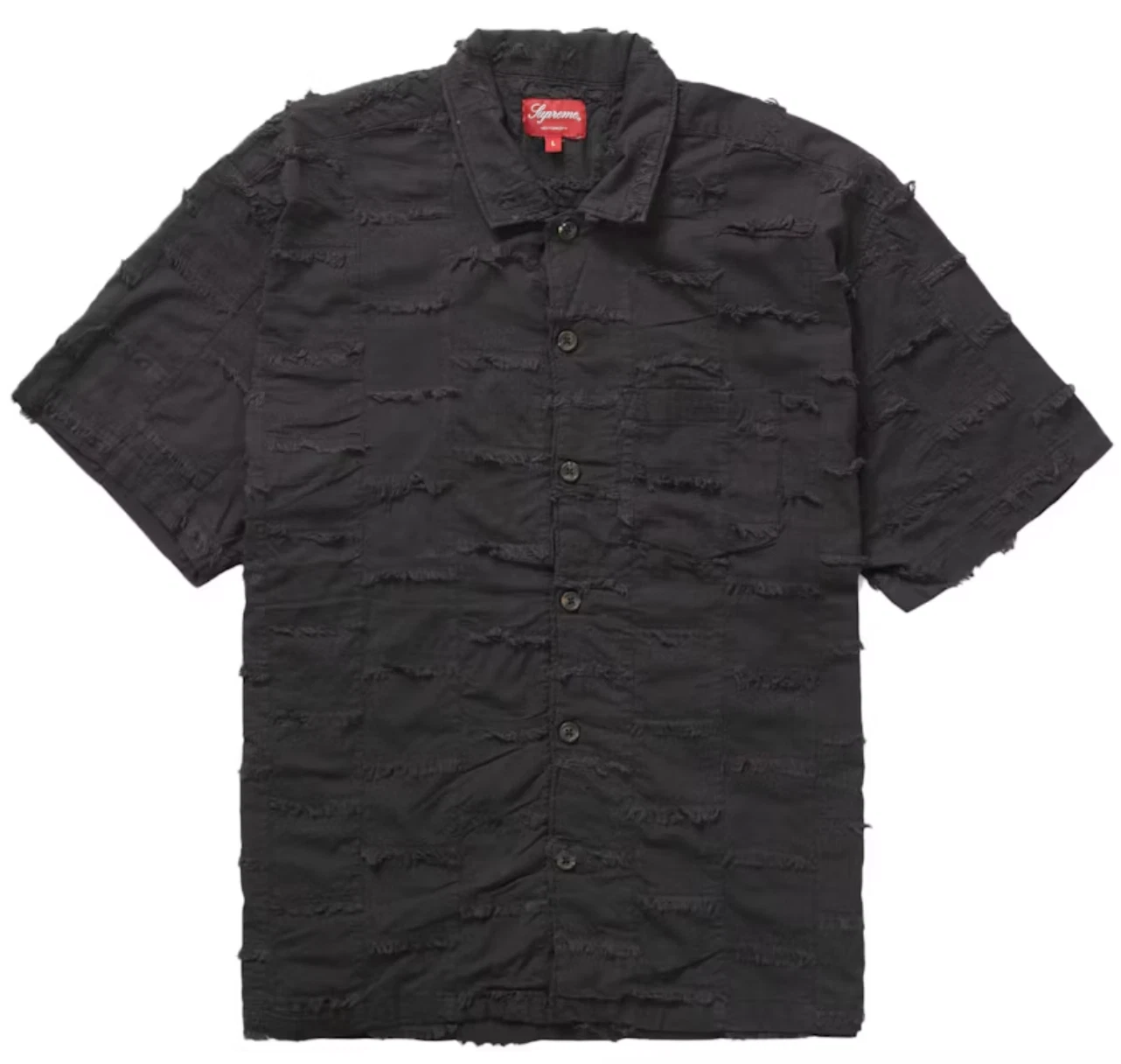 SH23 SUPREME PATCHWORK S/S SS CHEMISE BOUTONNÉE NOIRE TAILLE XL