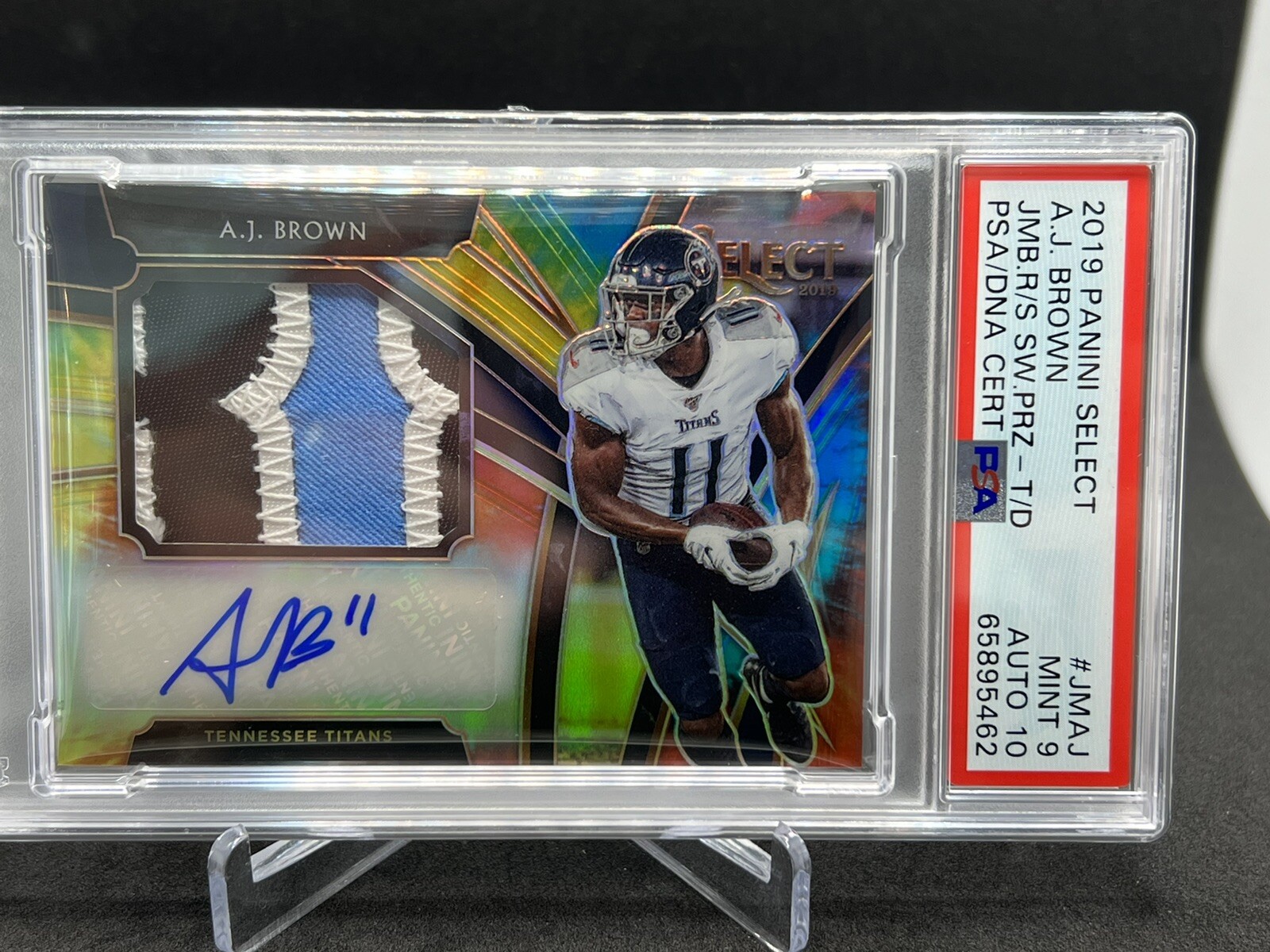 AJ Brown Panini Select Jumbo Rookie Signature Swatch Prizm #JMAJ Base