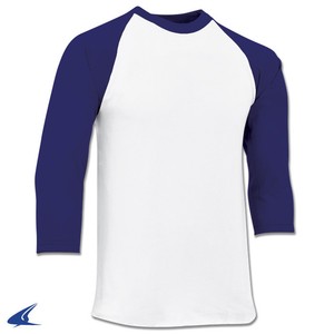 purple and white baseball tee