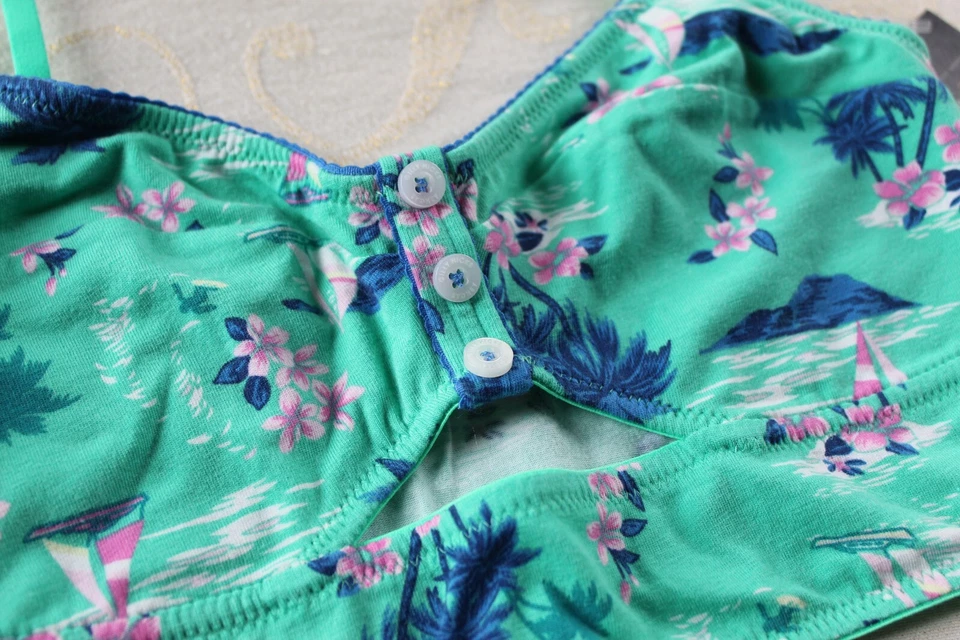 Sujetador Hollister Gilly Hicks Bralette Tropical Floral Talla M Inalámbrico Azul Verde Foto 4 de 4