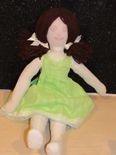 VINTAGE  Cloth Rag Doll Handmade Sock Doll  21" YARN HAIR AND DRESSED SO CUTE