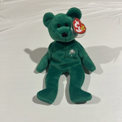 RARE RETIRED Erin The Emerald Isle Bear Ty Beanie Baby 1997 Beanbag Plush