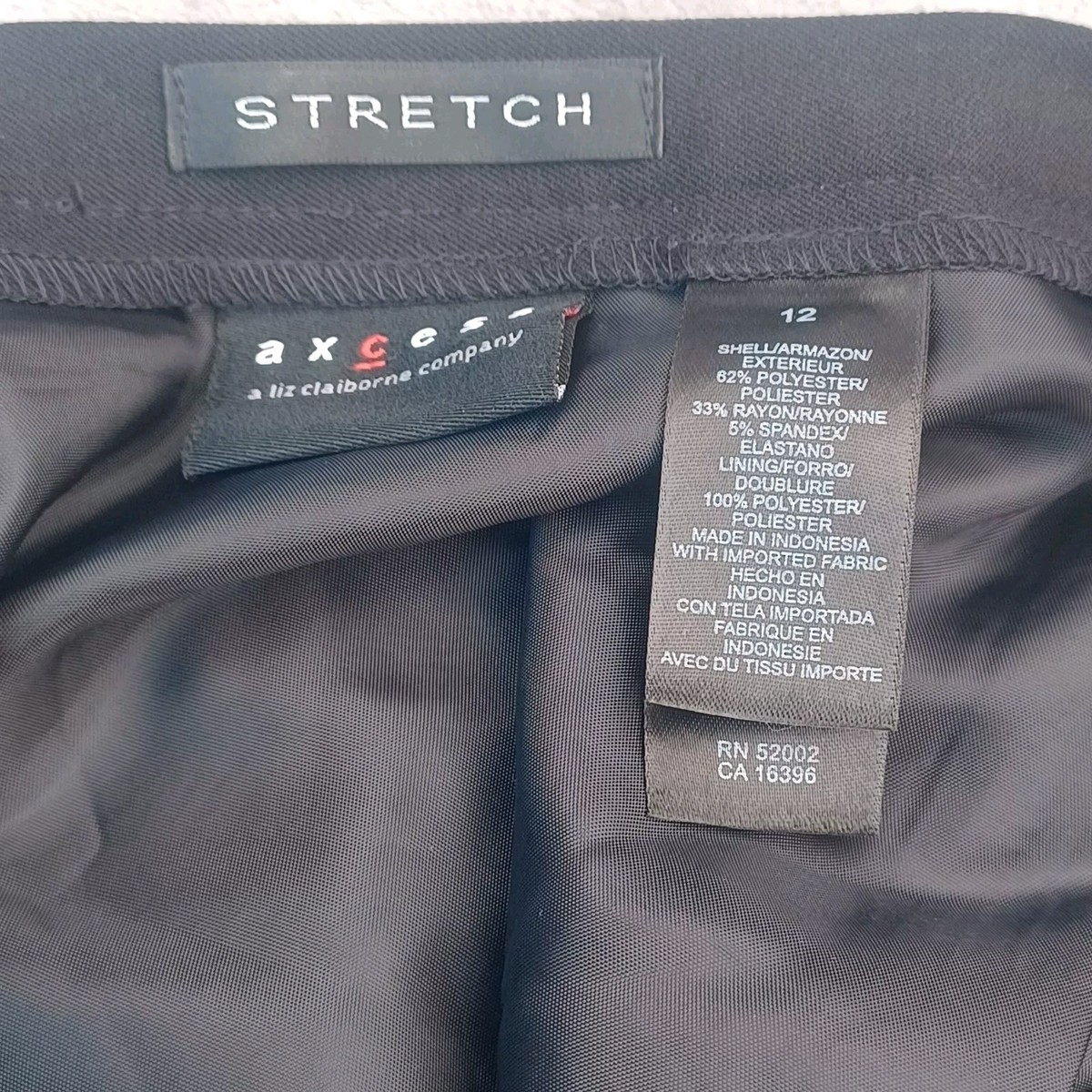 Axcess Liz Claiborne Skirt 12 Black Midi Stretch Banded Pleated