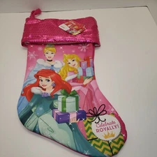 Disney Princess' Pink Christmas Stocking (Ariel, Cinderella, and Aurora)