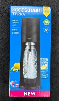 SodaStream Terra Sparkling Water Maker Black With 1 Free Bubbly Lime Drops NEW