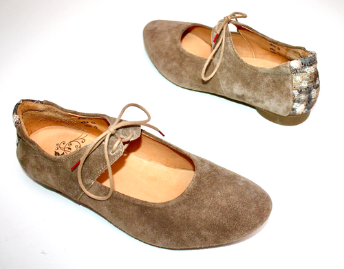 THINK DAMENSCHUHE SLIPPER BALLERINAS BRAUN BLUMEN D41 UK7,5 #13-91# NEU - Bild 2 von 9