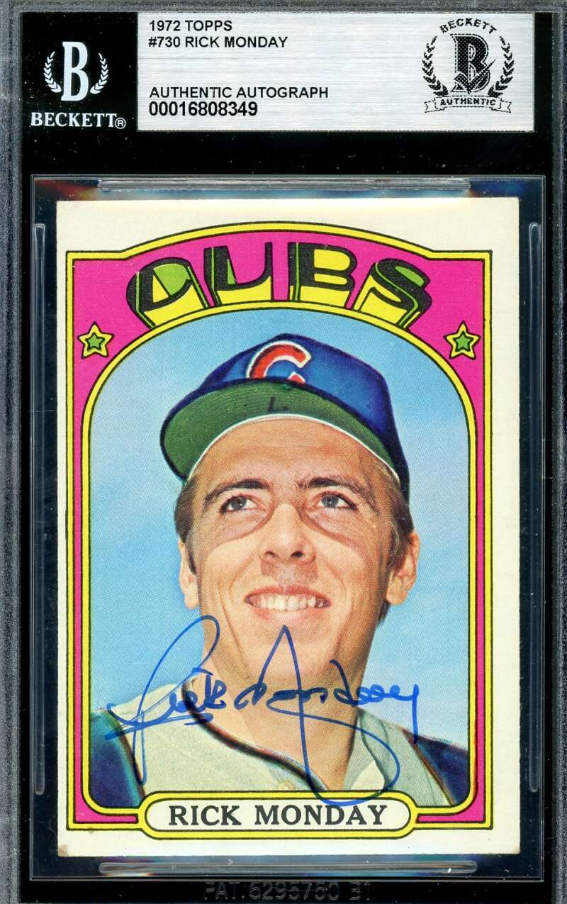 Rick Monday Beckett BAS Signed 1972 Topps Hi Number Autograph