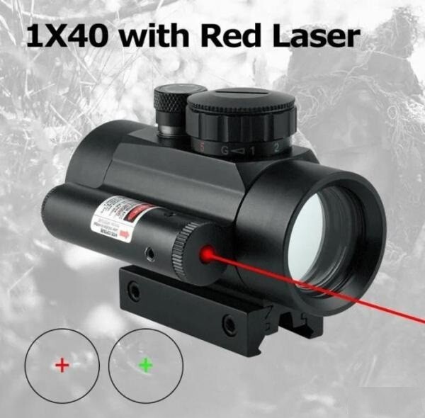 Viseur Point Rouge 1X40 pour Rails 11 et 22mm - Optique Chasse en Aluminium Noir
