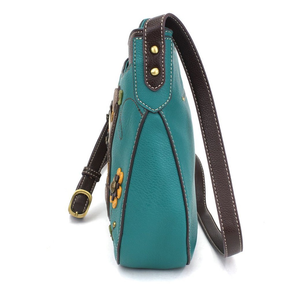 Chala Handbags Sloth Crescent Crossbody Purse - Turquoise Faux Leather, 10.5x10x3 Inches - View #4