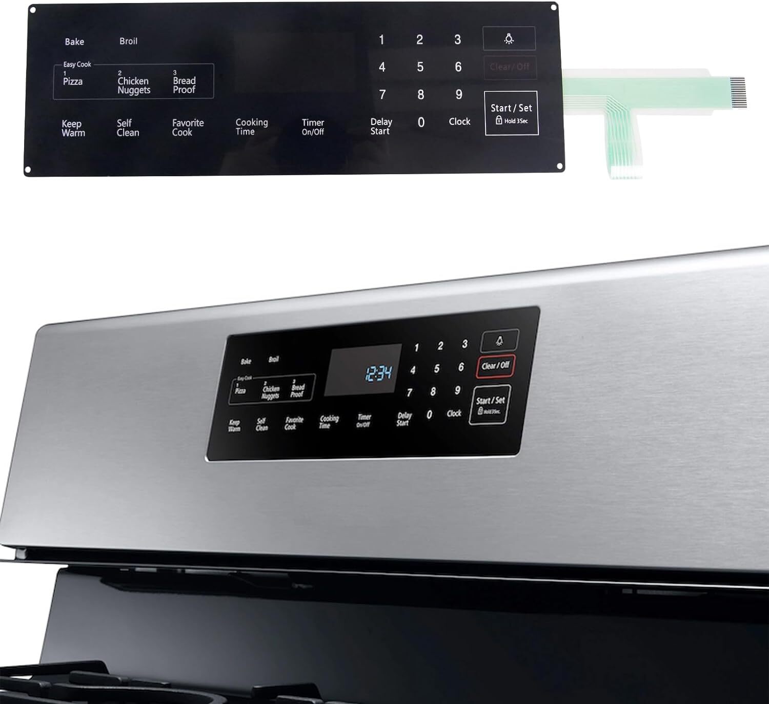 Membrane Switch Touchpad Samsung Range Oven NX58F5500SB/AA, NX58F5300SS/AA