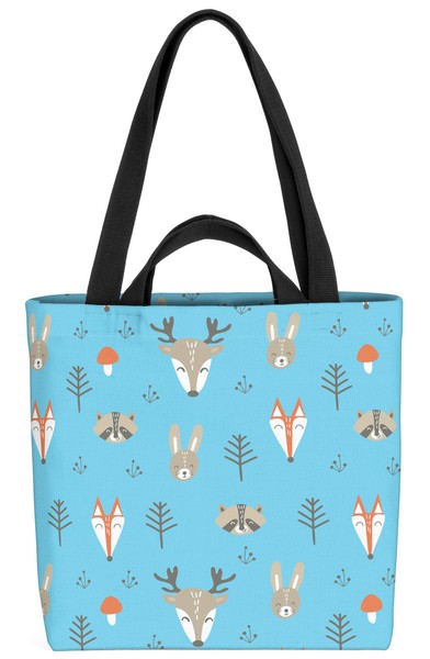 Reh Hase Fuchs Tasche Wald-Tiere Zoo Wandern Kinder Muster MäRchen BäUme Pilze-image