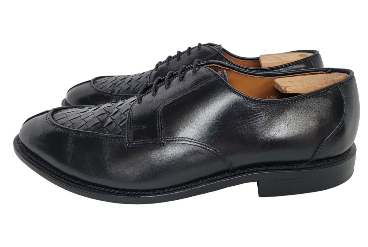 allen edmonds black leather weave hersey dress shoes c 3110
