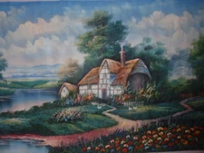  Large oil painting on Canvas 24x36" *Country cottag ~100% Hand painting #HHP-33