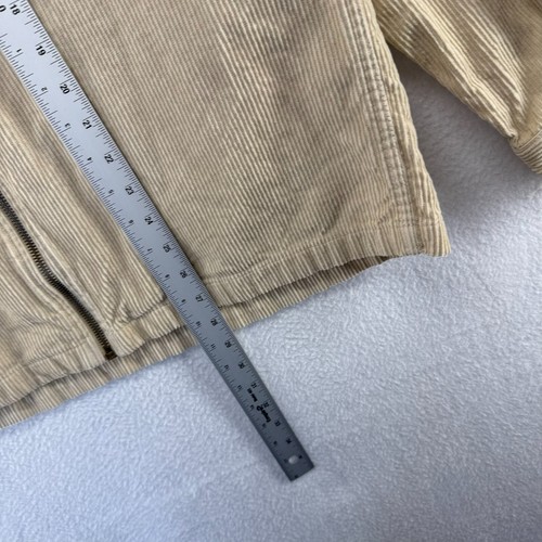 H&M Jacket Men's Medium Tan Beige Brown Corduroy Zip Pockets Boxy Collared - Picture 3 of 9