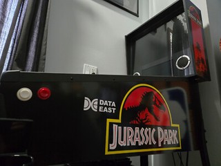 AtGames Legends Digital Pinball Machine Fully Modded! Jurassic Park Cab Art!