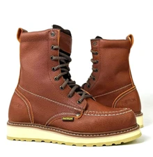 MENS WORK BOOTS SOFT TOE SAFETY WATER RESISTANT  AND OIL RESISTANT 8" HEIGHT