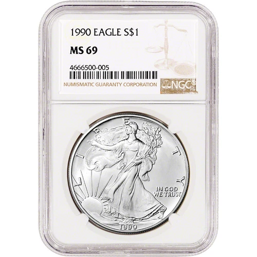 1990 American Silver Eagle Coin - NGC MS69