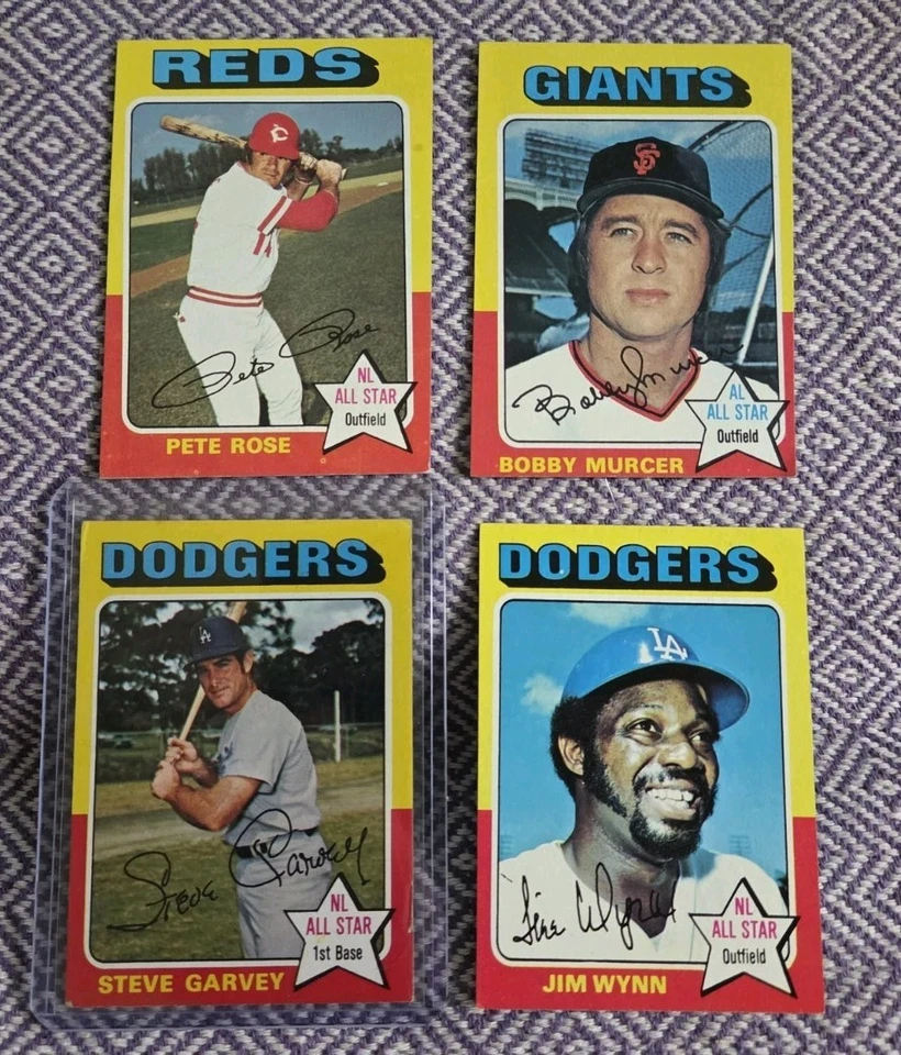 Lote de tarjetas de béisbol 1975 Topps de (56) Rose, Munson, Jackson, Garvey, Seaver & High# Foto 3 de 4