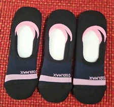 BRISIRA Coolmax Bamboo Viscose Compression Running Socks 3 Pairs NO SHOW Sz 8-10