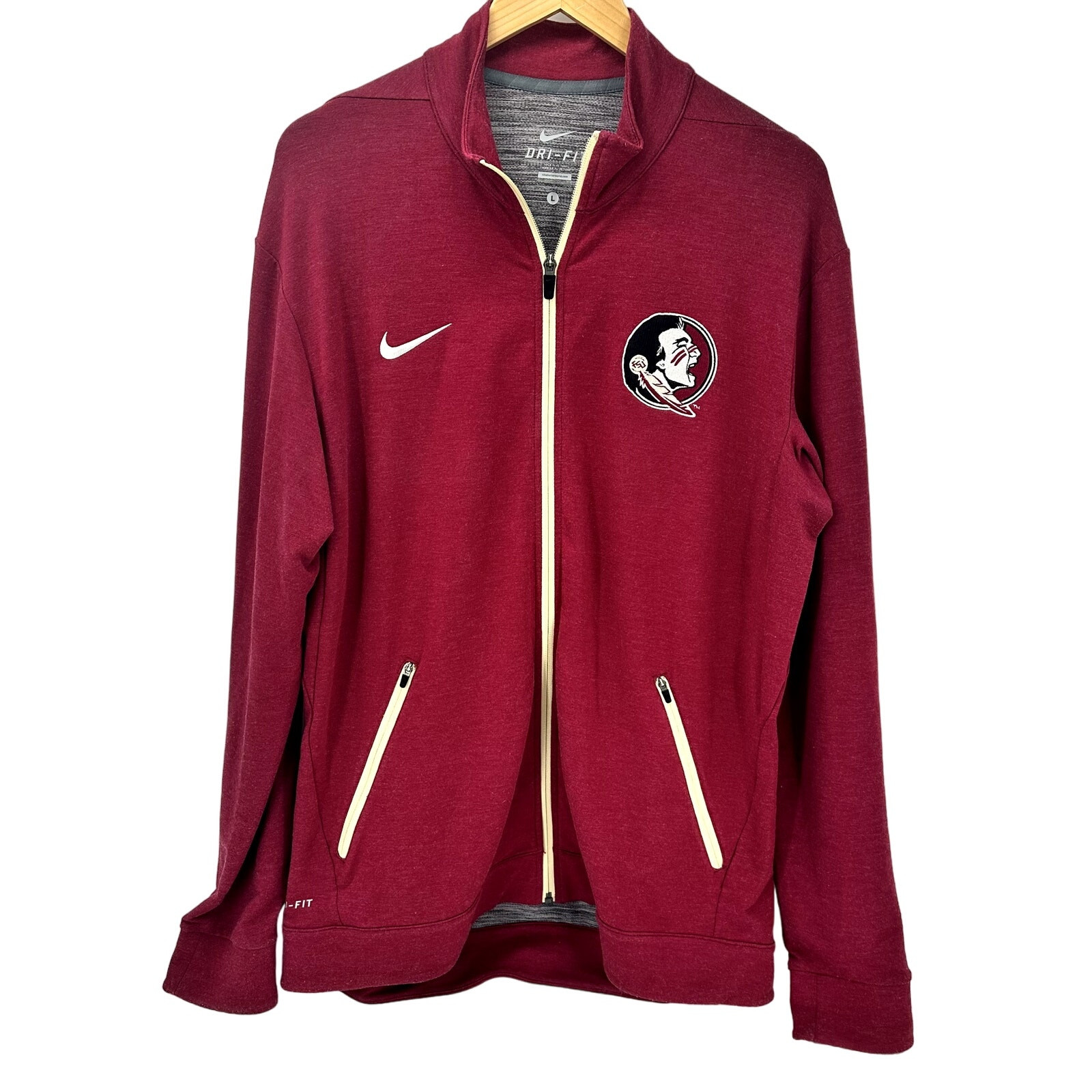 FSU Seminoles Jacket Mens Large Nike Dri Fit Full Zip Activewear Pockets Logo