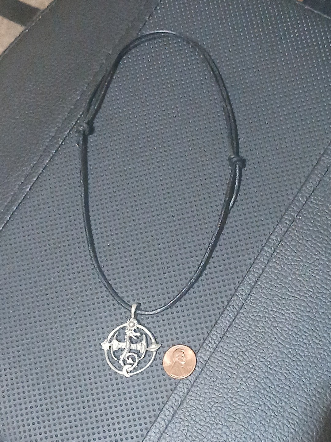 Adjustable Length Silver Dragon And Celestial Sym… - image 1