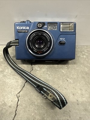 Blue Konica C35 EF3 Compact Film Camera 35mm F2.8 Lens Tested Rare