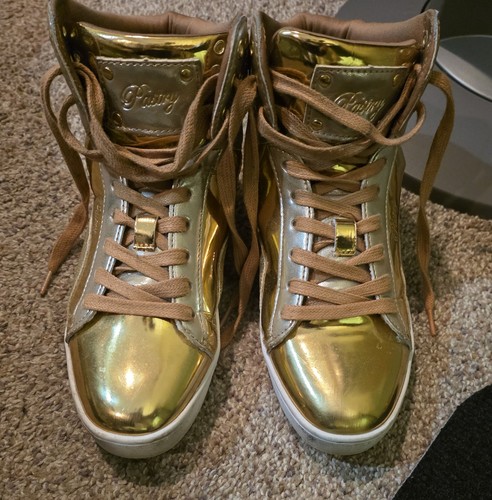 Pastry Pop Tart Glitter High-Top Sneakers Size 9 Woman Gold USED