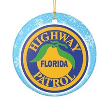 Florida Highway Patrol Patch 3" FHP Ceramic Christmas Ornament Made in the USA S
