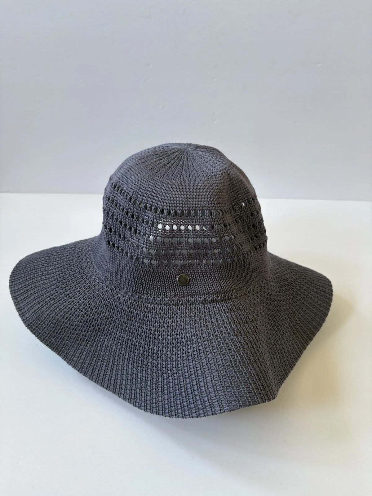 Horny Toad Packable Wide Brim Sun Hat Travel Garden Hike Blue Knit Mesh Resort