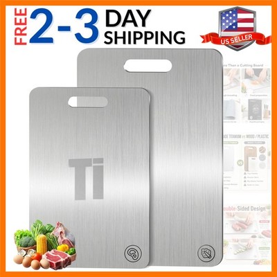 Titanium Cutting Board for Kitchen, Double Sided Food Grade Metal Cutting Boa...
