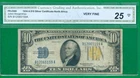 $10 1934-A 1 B/A YELLOW SEAL SILVER CERTIFICATE VERY FINE NORTH AFRICA 25