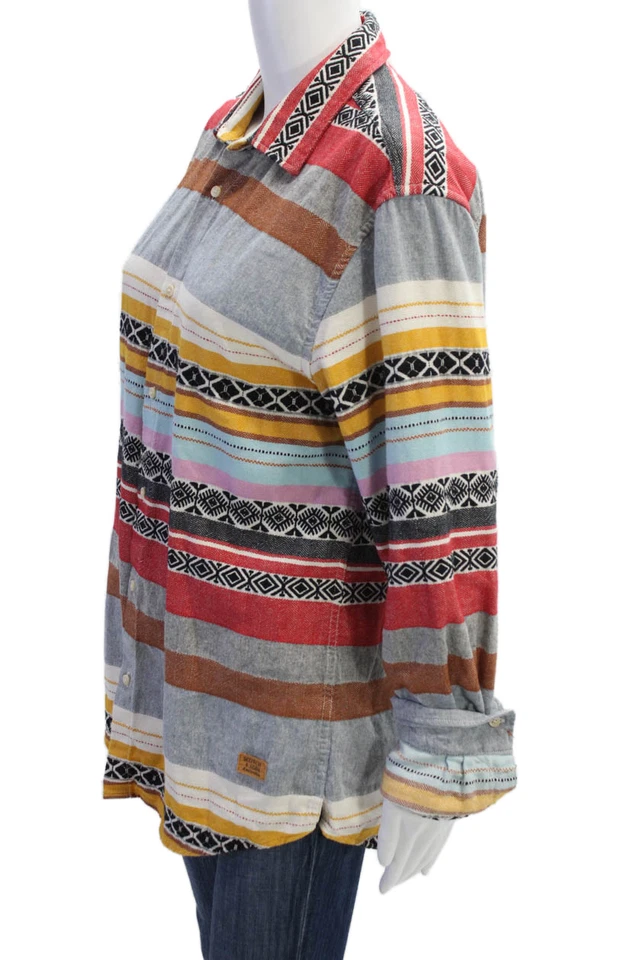 Camisa Scotch & Soda Para Hombres Algodón Abstracto Abotonada Multicolor Talla M Foto 2 de 4